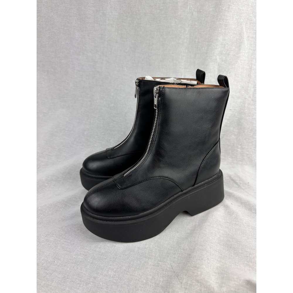 Wild Fable Womens Front Zip‎ Platform Boots Black Faux Leather Size 6 NEW